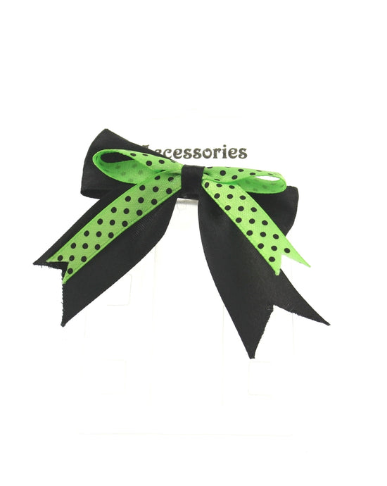 Double Satin Bow on Barette with Polkadots