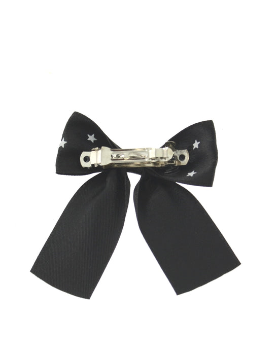 Satin Bow on Barette with Stars
