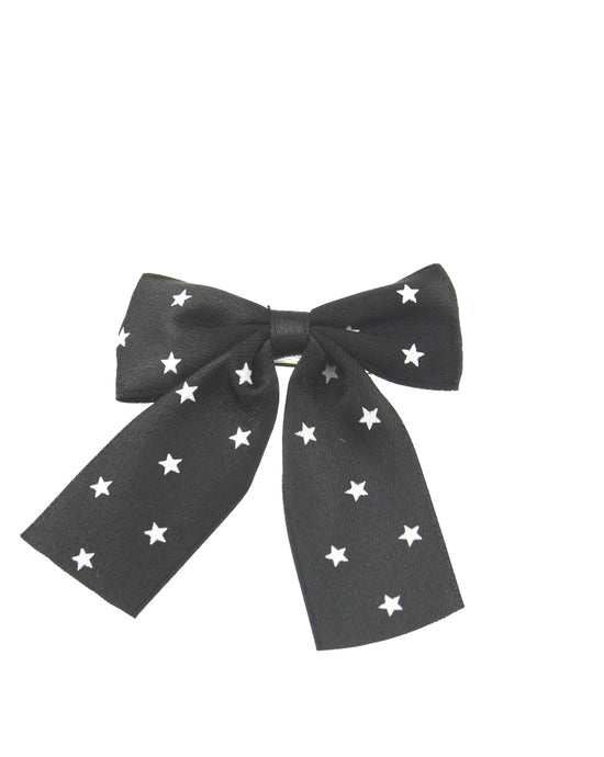 Satin Bow on Barette with Stars