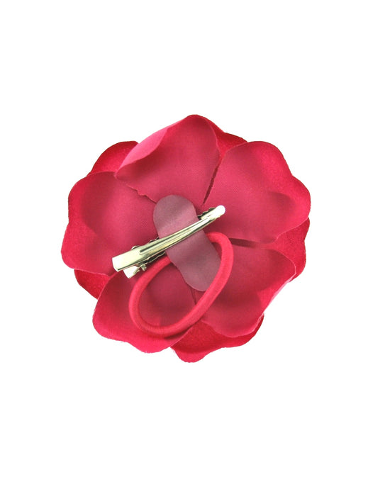 Fuchsia Rose Flower Concord Clip Hair Elastic