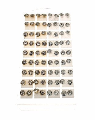 Stone Round-Shaped Earrings 18 Pairs Gold, 18 Pairs Silver