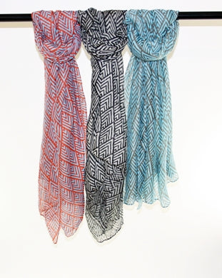 Assorted Diamond V Printed Scarves