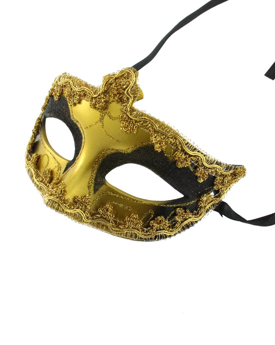 Glitter Plastic Eye Mask with Gold or Silver Trim