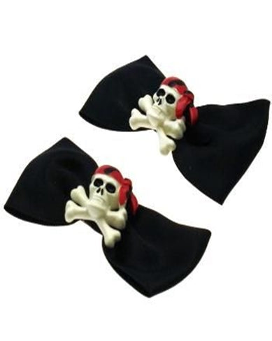 Black Bows with Pirate Skull