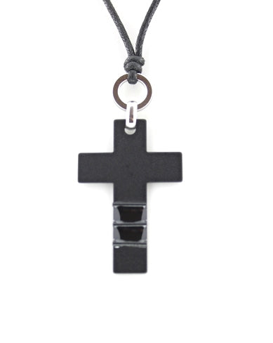 Black Cross Corded Necklace