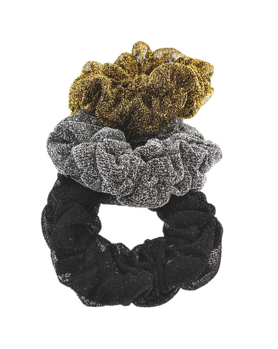 Black, Gold & Silver Glitter Scrunchies