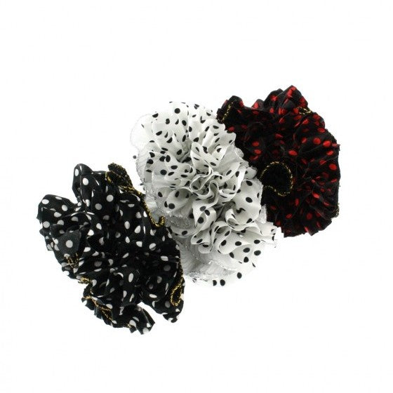 Assorted Double Sided Polka Dot & Plain Frilly Ruffle Scrunchies / Garters