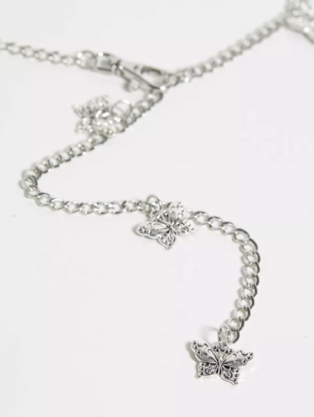 Silver Chain Belt with Butterfly Charms