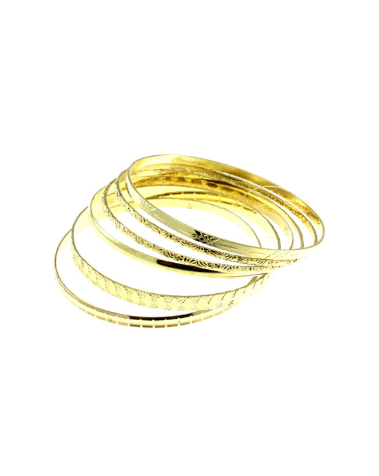 Set of 6 Fashion Patterned Gold Bangles