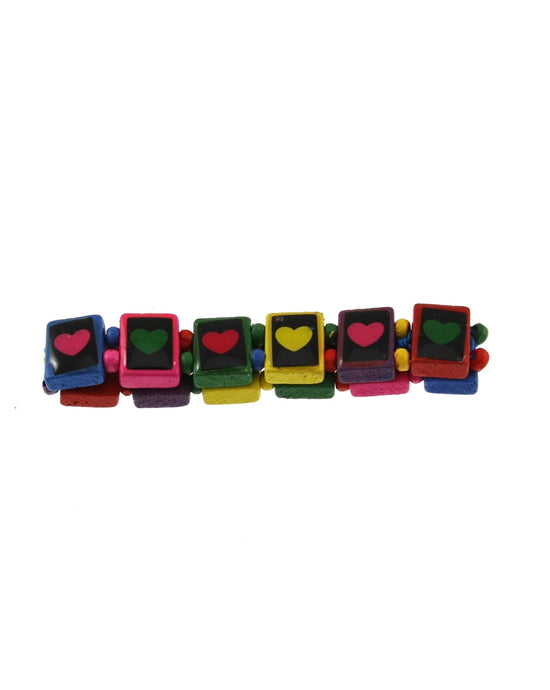 Heart on Multicolour Wooden Bracelet