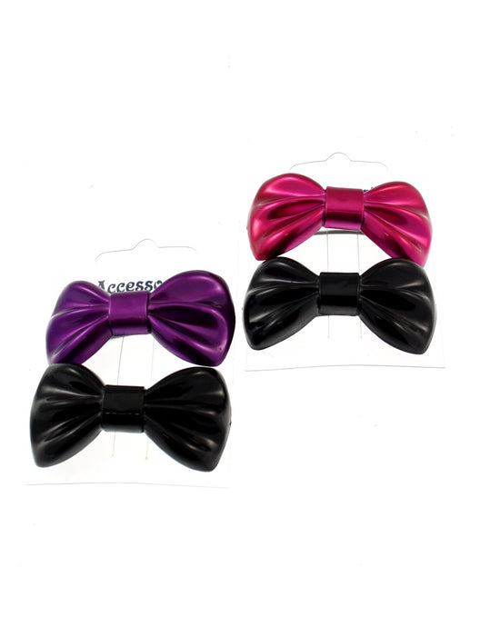 Pair of Metallic Bows on Barrettes