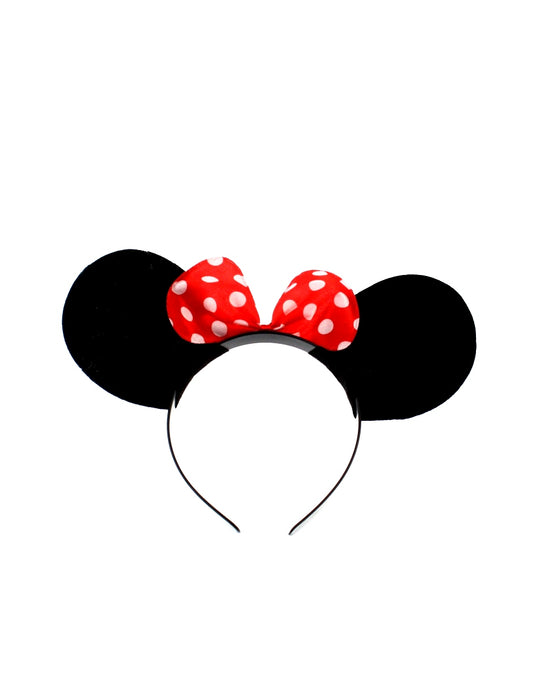 Mouse Ears with Red/White Polka Dot Bow on Plastic Aliceband