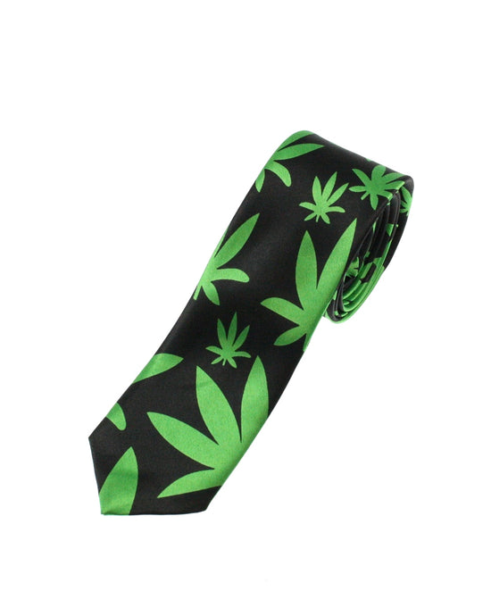 Pot Leaf on Black Tie