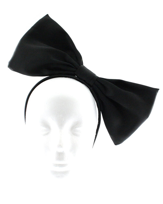 Large Black Satin Bow on Aliceband