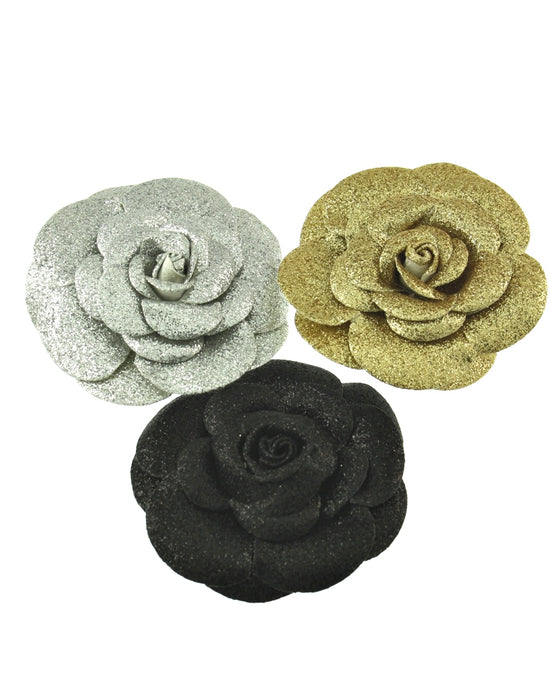 Glitter Rose on Concord Clip & Brooch Pin