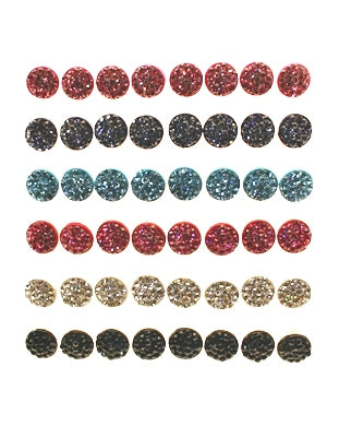 Assorted Stone Round-shaped Earrings 4pairs each colour