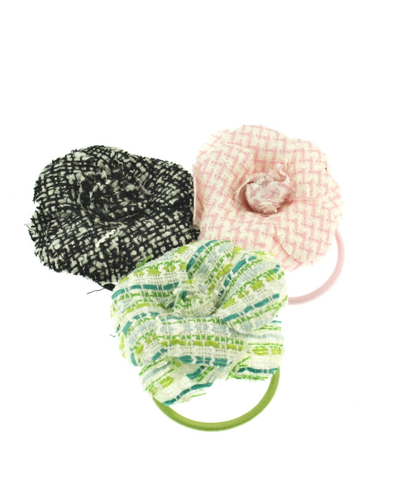 Thick Fabric Rose Flowers on Elastic & Brooch Hair Pin