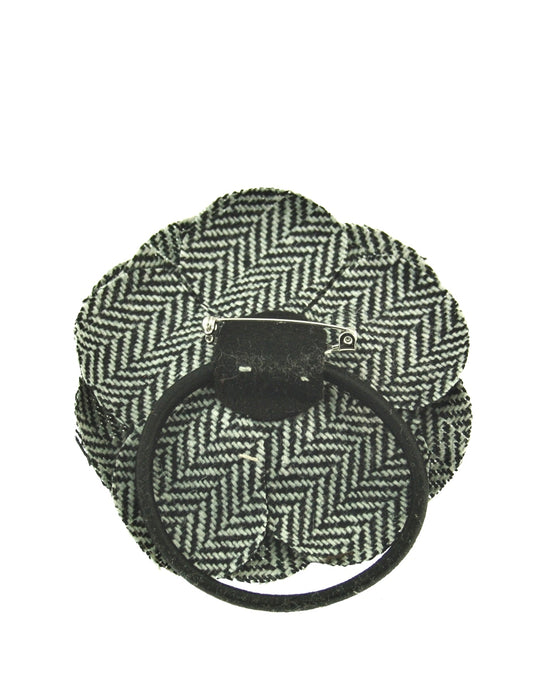 Tweed Rose Flower on Elastic & Brooch Pin
