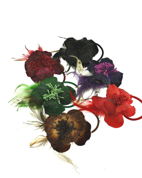 Bold Flowers With Feathers Headpiece