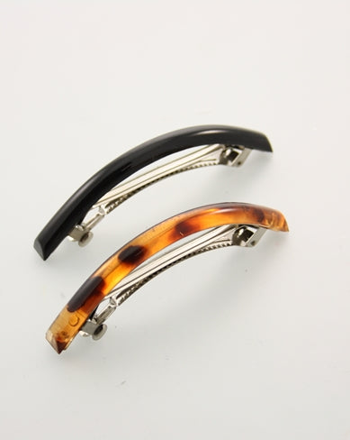 Thin Curved Black & Tortoiseshell Barrettes