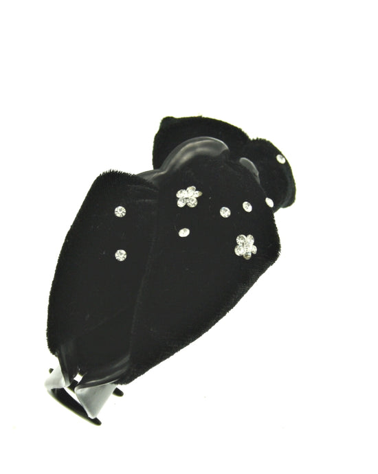 Velvet Knot with Stone on Black Hair Clips