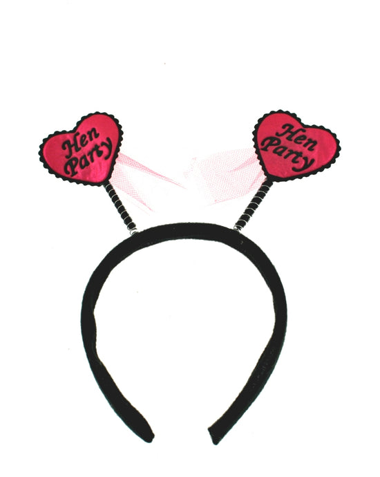 Fun Fuchsia Heart Hen Party Head Boppers with Net Trimming