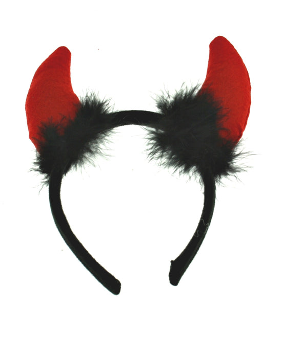 Furry Devil's Horns on Black Aliceband