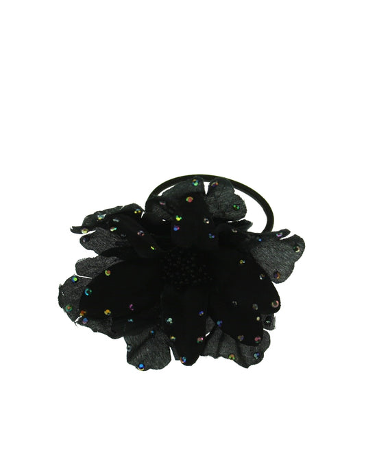 Black Flower with AB Stones Hair Elastic