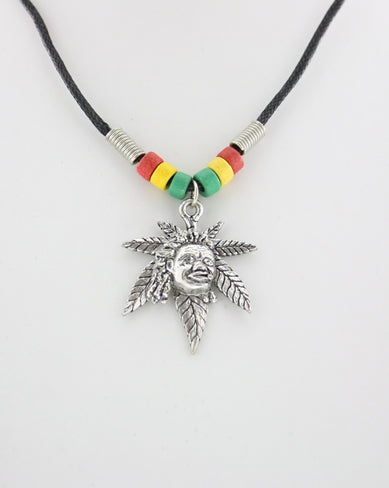 Face on Leaf Thong Necklace