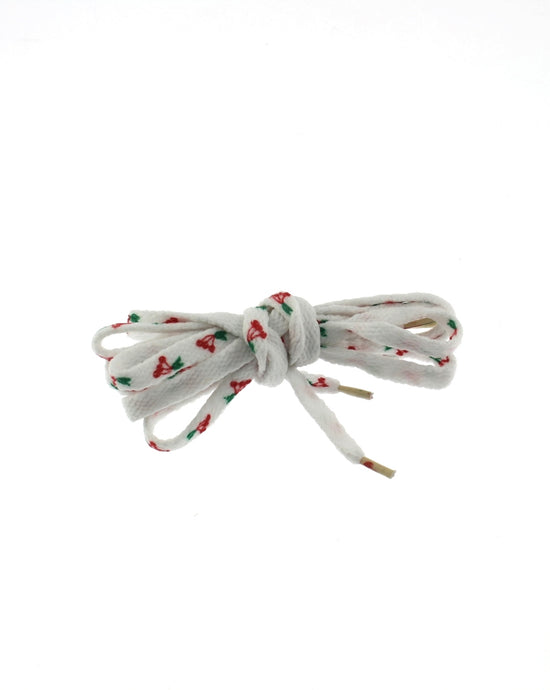 Pair of White Shoelaces with Cherry Print