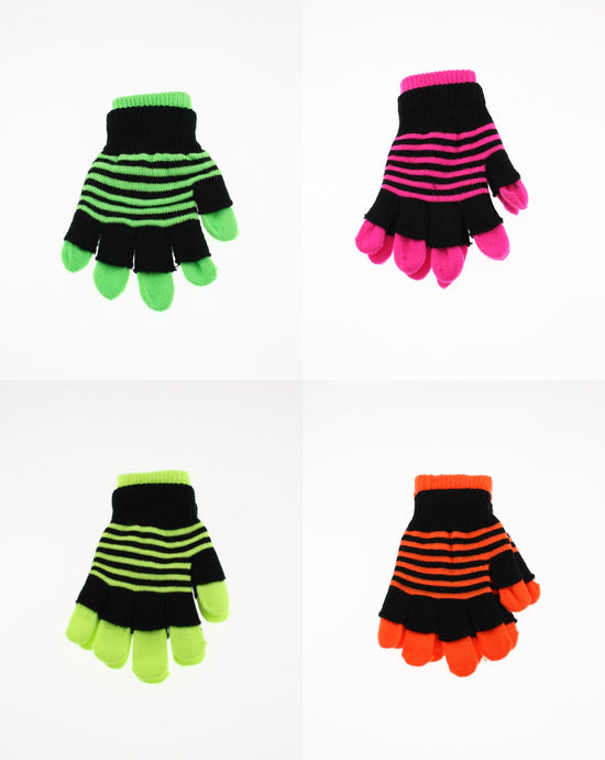 2 in 1 Magic Striped Fingerless Gloves