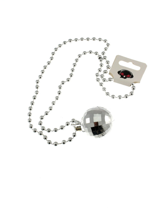 Silver Disco 70's Ball Necklace