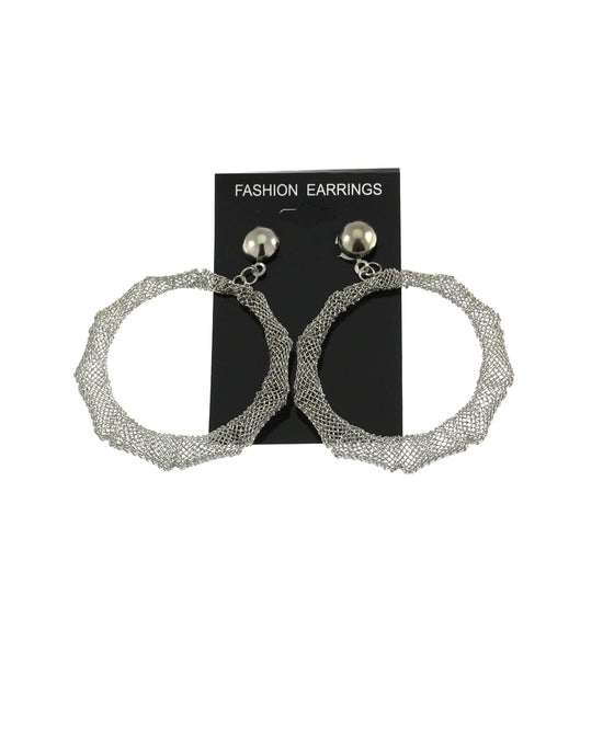 Silver Patterned Hoop Earrings