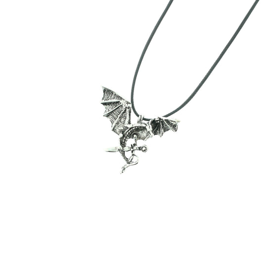 Dragon with Dagger Thong Necklace