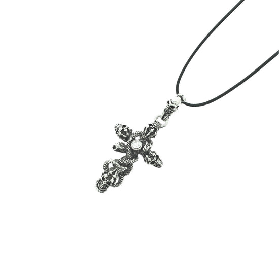 Cross Made of Skulls Thong Necklace