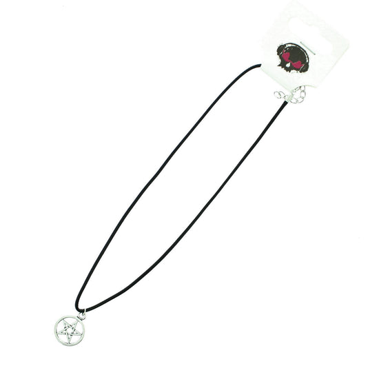 Pentagram in Circle Thong Necklace