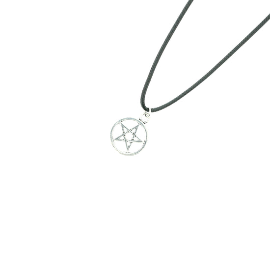 Pentagram in Circle Thong Necklace