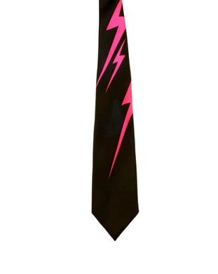 Neon Pink Lightning on Black Tie