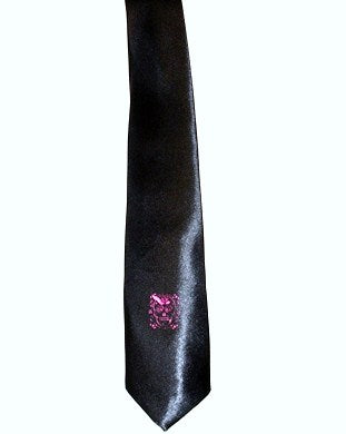 Neon Pink Sugar Skulls on Black Tie