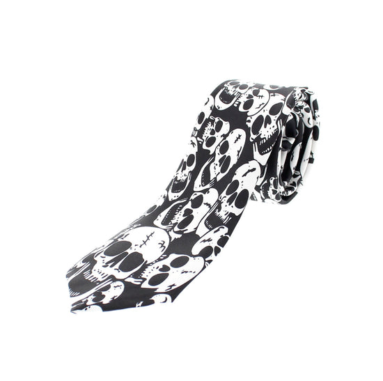 Crazy Laughing Skulls on Black Tie