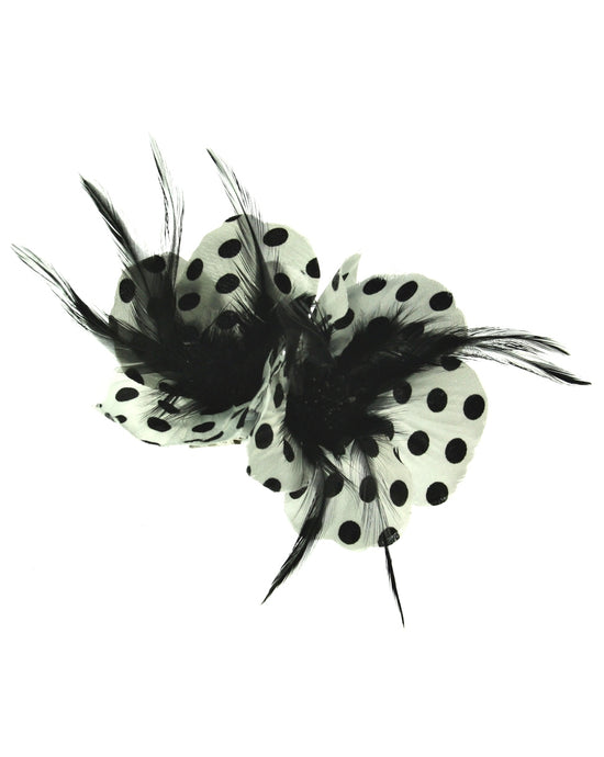 Polka Dot & Feather Flower on Concord Clip & Brooch Pin