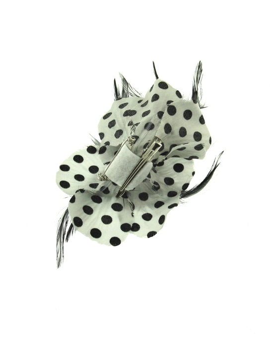 Polka Dot & Feather Flower on Concord Clip & Brooch Pin