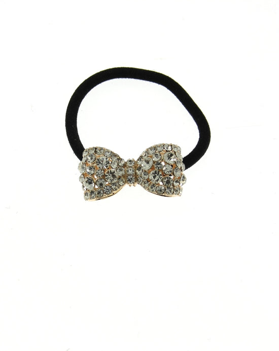 Stone Crystal Bow Black Hair Elastic