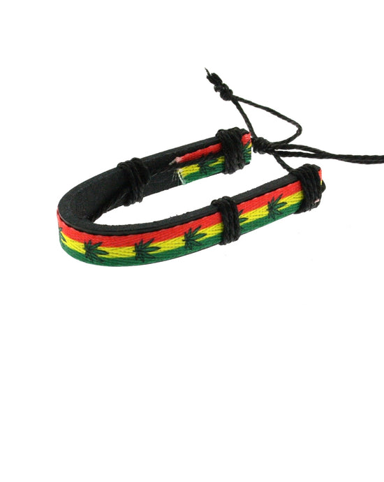Pot Leaf on Rasta Bracelets