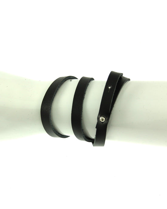 Black Wrap Round Reconstructed Leather Bracelet