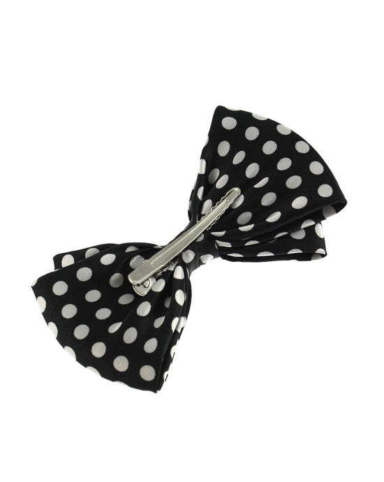 Polka Dot Double Bow on Crocodile Clip