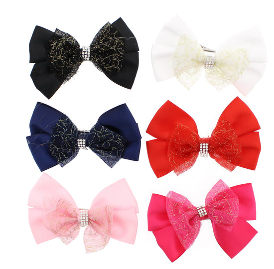 Assorted Satin & Lace Double Bows with Stone Attachement
