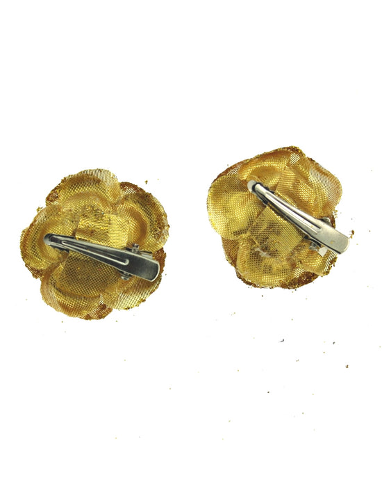 Pair of Mini Glitter Rose Flowers on Concord Hair Clip