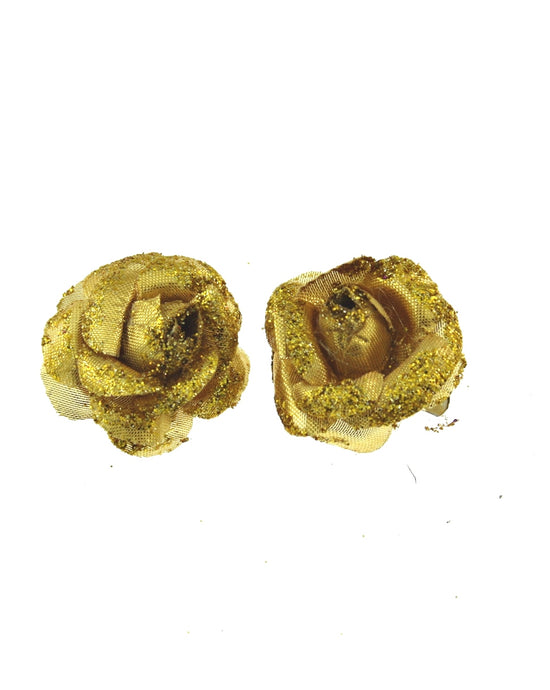 Pair of Mini Glitter Rose Flowers on Concord Hair Clip