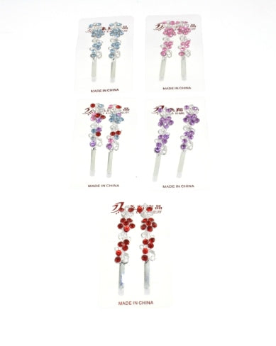 Pair of Flower Design Hair grips with stones